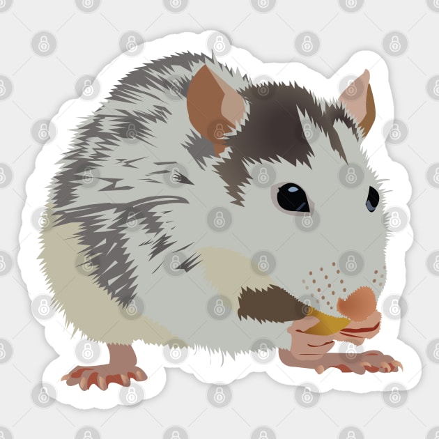 Cute Rat Eating a Snack Sticker by KCPetPortraits